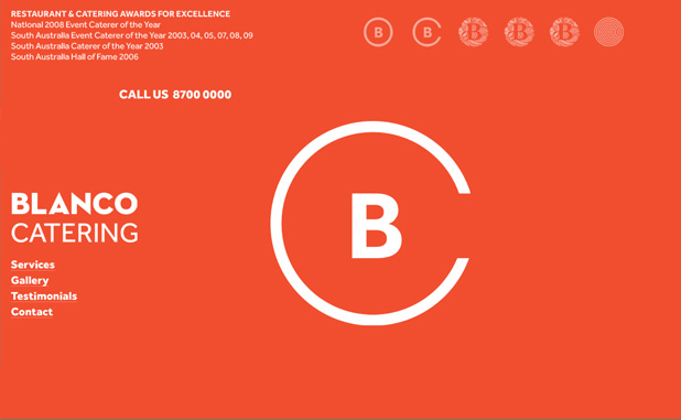 A screenshot showing the Blanco Catering home page