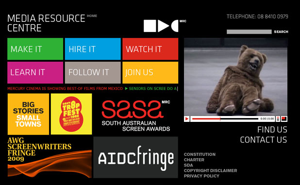 A screenshot of one of the MRC website's internal pages.