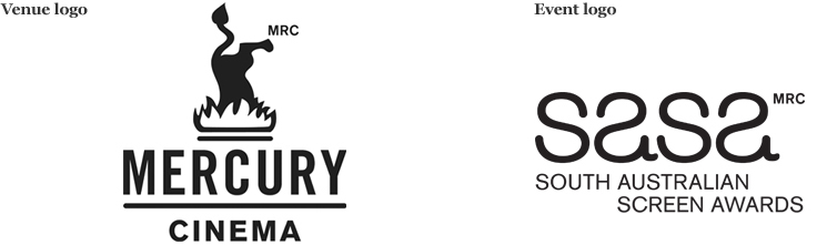 Logos for the Mercury Cinema and the South Australian Screen Awards.
