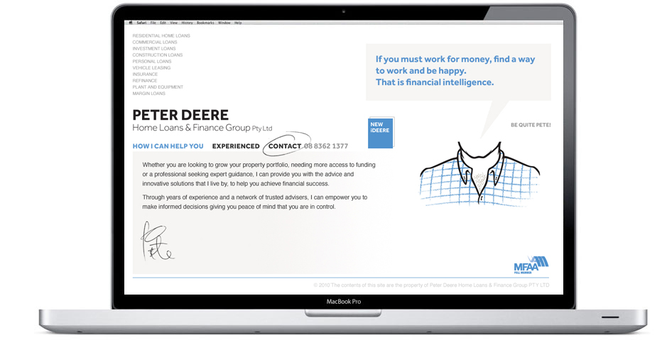 An image of the design for the upcoming Peter Deere website.